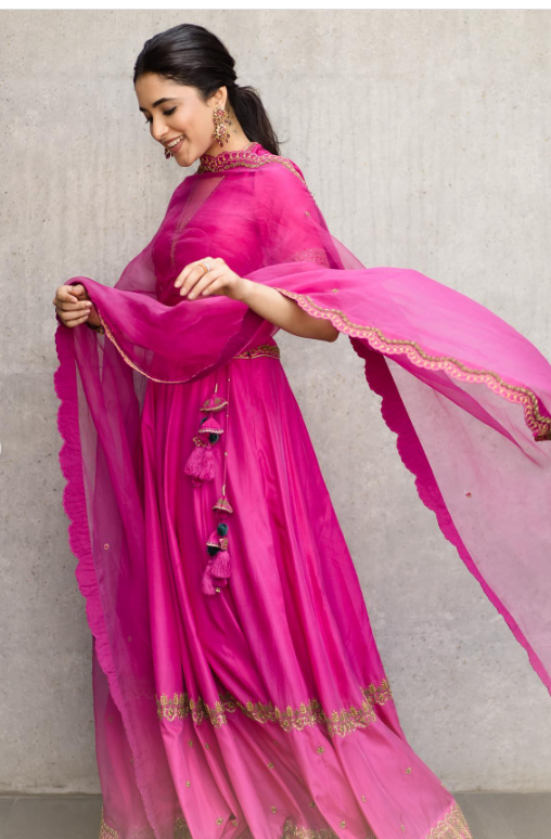 Priyanka Mohan’s Pink Tiered Lehenga Design